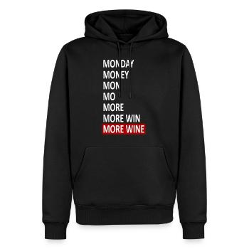 vin présent PLUS VIN - Sweat à capuche Premium bio Homme - noir - Devant - Nico (187cm)