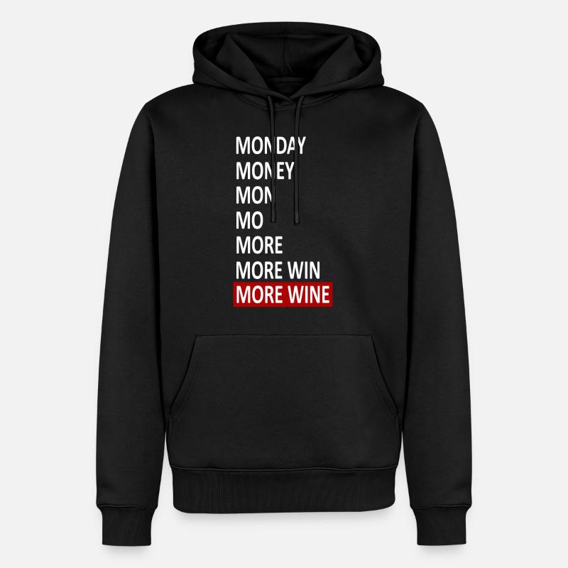 vin présent PLUS VIN - Sweat à capuche Premium bio Homme - noir