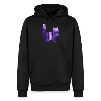 Chat chat flash lune étoiles cadeau - Sweat à capuche Premium bio Homme - noir - Devant - Nico (187cm)