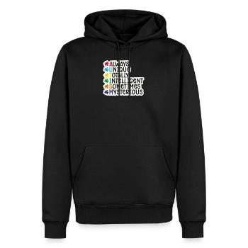 autisme - Sweat à capuche Premium bio Homme - noir - Devant - Nico (187cm)