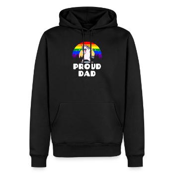 Proud Dad - Gay Pride Unicorn LGBT Flag - Männer Premium Bio Hoodie - Schwarz - Vorne - Nico (187cm)