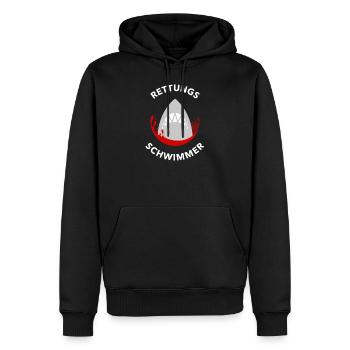 Rettungsschwimmer LustigesT-Shirt mit Hai - Männer Premium Bio Hoodie - Schwarz - Vorne - Nico (187cm)