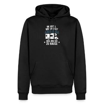 Motorhome - Je suis un invité à l'hôtel - Me voici .. - Sweat à capuche Premium bio Homme - noir - Devant - Nico (187cm)