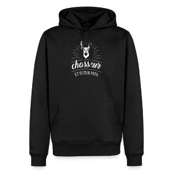 Chasseur futur papa - Sweat à capuche Premium bio Homme - noir - Devant - Nico (187cm)