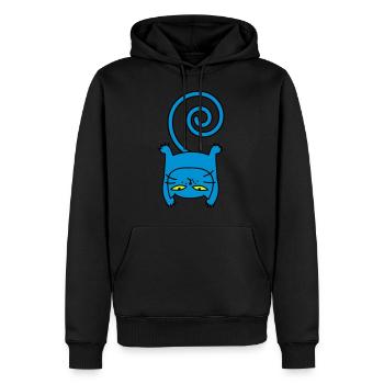 Sporty cat - Men’s Premium Organic Hoodie - black - Front - Nico (187cm)