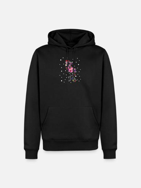 Flamant rose noël - Sweat à capuche Premium bio Homme - noir
