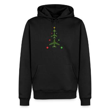 Sapin de Noël, avions et feux de position - Sweat à capuche Premium bio Homme - noir - Devant - Nico (187cm)