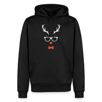 Rentier Weihnachten Rudolf Hipster Geeky - Männer Premium Bio Hoodie - Schwarz - Vorne - Nico (187cm)