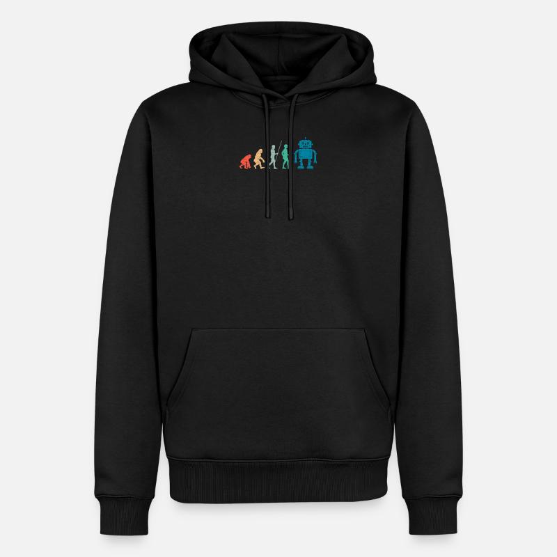 Retro Roboter Evolution - Männer Premium Bio Hoodie - Schwarz