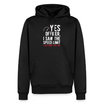 Oui officier, j'ai vu la limite de vitesse - Sweat à capuche Premium bio Homme - noir - Devant - Nico (187cm)