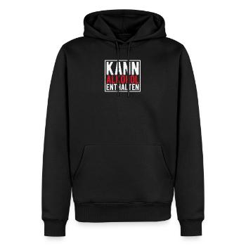 Kann Alkohol enthalten - Männer Premium Bio Hoodie - Schwarz - Vorne - Nico (187cm)