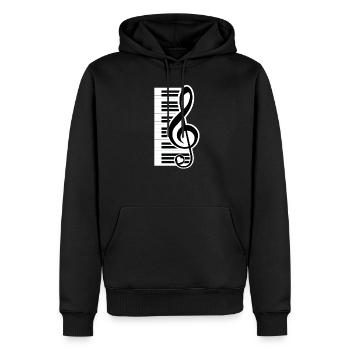 Klavierlover - piano avec clé de sol - Sweat à capuche Premium bio Homme - noir - Devant - Nico (187cm)