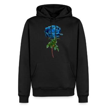 Blaue Rose - Männer Premium Bio Hoodie - Schwarz - Vorne - Nico (187cm)