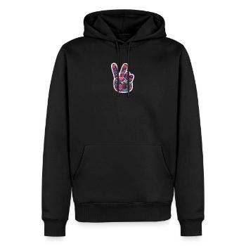 Hand Peace Sign Cool Fashionable Stylish Aztec - Men’s Premium Organic Hoodie - black - Front - Nico (187cm)