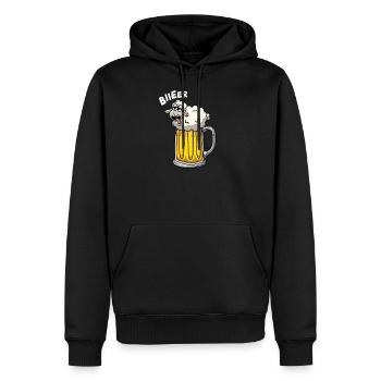 Schaf im Bier - Männer Premium Bio Hoodie - Schwarz - Vorne - Nico (187cm)