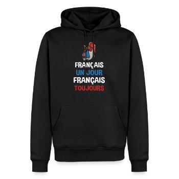 Français un jour français toujours / France - Sweat à capuche Premium bio Homme - noir - Devant - Nico (187cm)