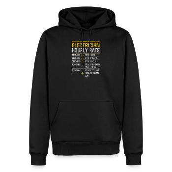 Salaire horaire électricien - Sweat à capuche Premium bio Homme - noir - Devant - Nico (187cm)