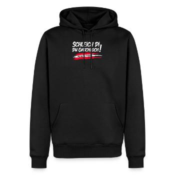 Schleich di, du Oaschloch! - Männer Premium Bio Hoodie - Schwarz - Vorne - Nico (187cm)