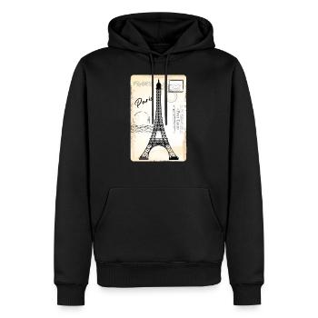 carte postale vintage de Paris - Sweat à capuche Premium bio Homme - noir - Devant - Nico (187cm)