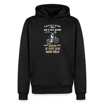 Le Velo ma passion - Sweat à capuche Premium bio Homme - noir - Devant - Nico (187cm)