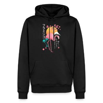 Japanese Aesthetic Flamingo Kirschblüte Japan - Männer Premium Bio Hoodie - Schwarz - Vorne - Nico (187cm)