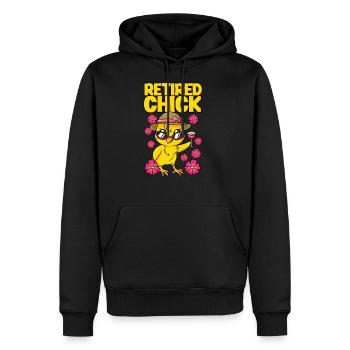 Retired Chick Funny Retirement Saying - Men’s Premium Organic Hoodie - black - Front - Nico (187cm)