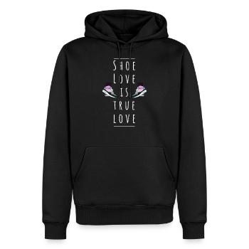 Shoe love is true love Statement Sneaker - Männer Premium Bio Hoodie - Schwarz - Vorne - Nico (187cm)