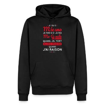 Mécano - Je ferme pas ma gueule - Sweat à capuche Premium bio Homme - noir - Devant - Nico (187cm)