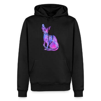 Sphynx Katze haarlos Galaxy Kitty - Männer Premium Bio Hoodie - Schwarz - Vorne - Nico (187cm)