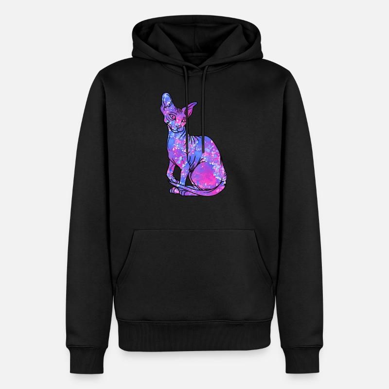 Sphynx Katze haarlos Galaxy Kitty - Männer Premium Bio Hoodie - Schwarz