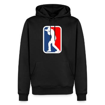 fotograf logo - Sweat à capuche Premium bio Homme - noir - Devant - Nico (187cm)