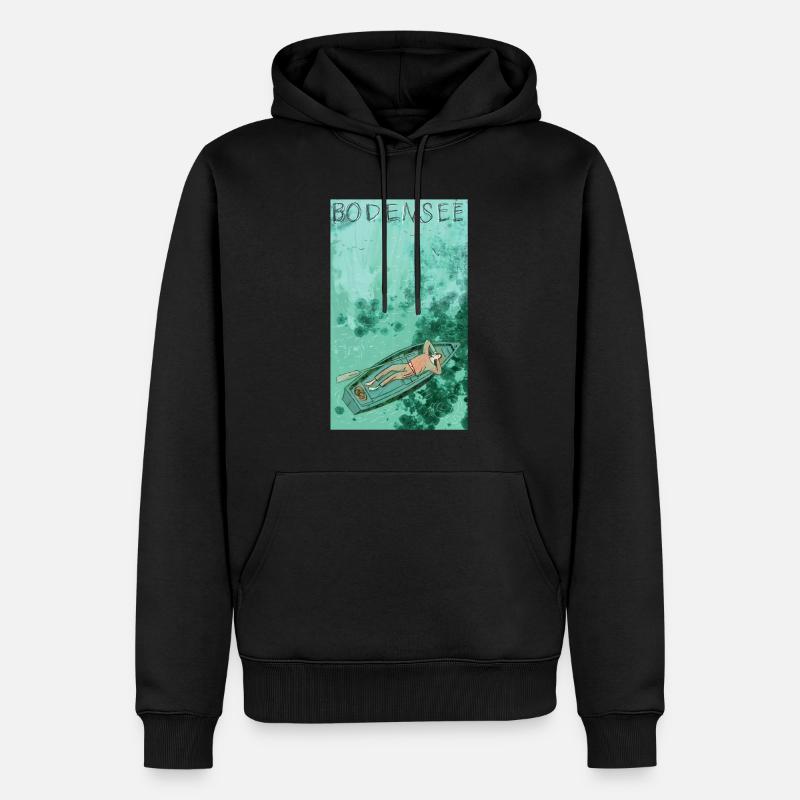 Bodensee Boottraum Illustration - Männer Premium Bio Hoodie - Schwarz