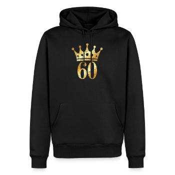 60. Geburtstag Geschenk mit Krone (Goldgelb) - Männer Premium Bio Hoodie - Schwarz - Vorne - Nico (187cm)