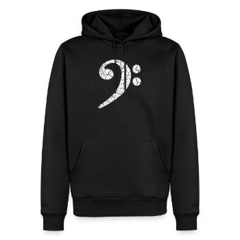 Bassschlüssel mit coolen Grungeeffekt im used look - Männer Premium Bio Hoodie - Schwarz - Vorne - Nico (187cm)