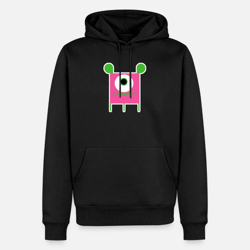 Monstre Cyclope Rose | Extraterrestre carré drôle - Sweat à capuche Premium bio Homme - noir