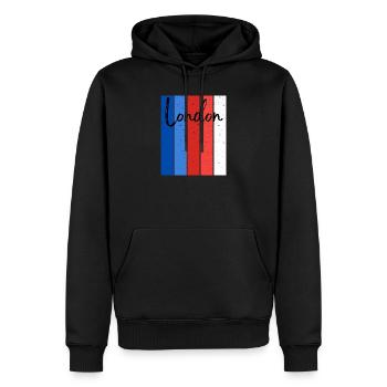 London Stripes Speckle Script - Sweat à capuche Premium bio Homme - noir - Devant - Nico (187cm)