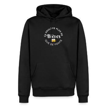 Beers Over Iron Circular Logo - Men’s Premium Organic Hoodie - black - Front - Nico (187cm)