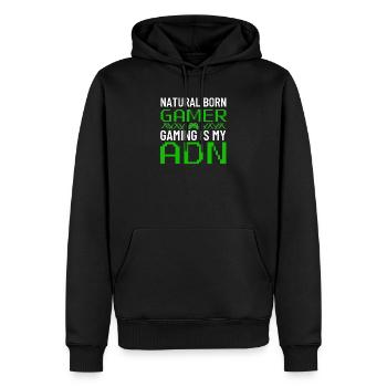 Natural Born Gamer: Gaming ist meine DNA - Männer Premium Bio Hoodie - Schwarz - Vorne - Nico (187cm)