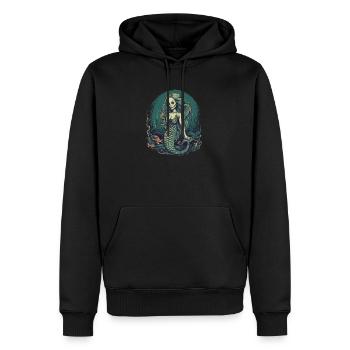Comic Ghoul Zombie Mermaid - Motif effrayant - Sweat à capuche Premium bio Homme - noir - Devant - Nico (187cm)