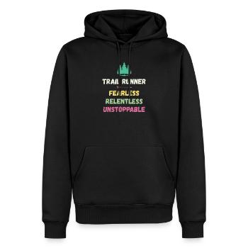 Trail Runner - Intrépide. Implacable. Imparable. - Sweat à capuche Premium bio Homme - noir - Devant - Nico (187cm)
