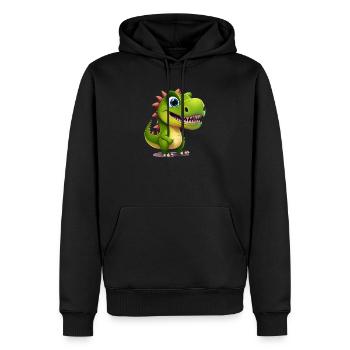 Sunny Green Dino Smile T-Design - Männer Premium Bio Hoodie - Schwarz - Vorne - Nico (187cm)