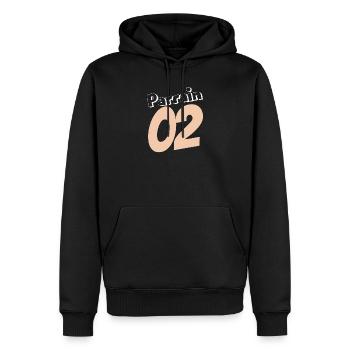 Parrain02 Typographie Peach - Sweat à capuche Premium bio Homme - noir - Devant - Nico (187cm)