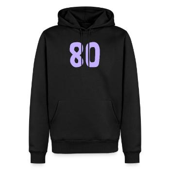 80. 80 JAHRE. 80-JÄHRIGES JUBILÄUM. 80. GEBURTSTAG. - Männer Premium Bio Hoodie - Schwarz - Vorne - Nico (187cm)