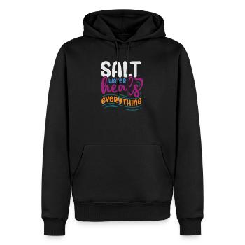 L’eau salée guérit tout - Sweat à capuche Premium bio Homme - noir - Devant - Nico (187cm)