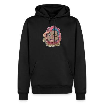 illustration vibrante clin d’œil - Sweat à capuche Premium bio Homme - noir - Devant - Nico (187cm)