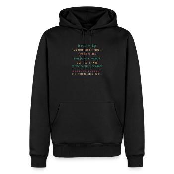 Âge et humour esprit jeune - Sweat à capuche Premium bio Homme - noir - Devant - Nico (187cm)