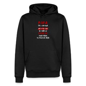 Papa: meilleur cadeau déjà trouvé - Sweat à capuche Premium bio Homme - noir - Devant - Nico (187cm)