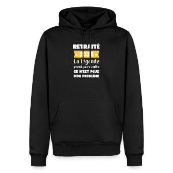 La Légende Retraite 2025 - Sweat à capuche Premium bio Homme - noir - Devant - Nico (187cm)
