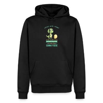 Dino mignon, Grand frère arrive - Sweat à capuche Premium bio Homme - noir - Devant - Nico (187cm)