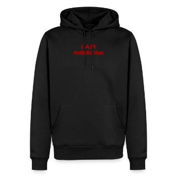 Ich bin maßvoll - Männer Premium Bio Hoodie - Schwarz - Vorne - Nico (187cm)